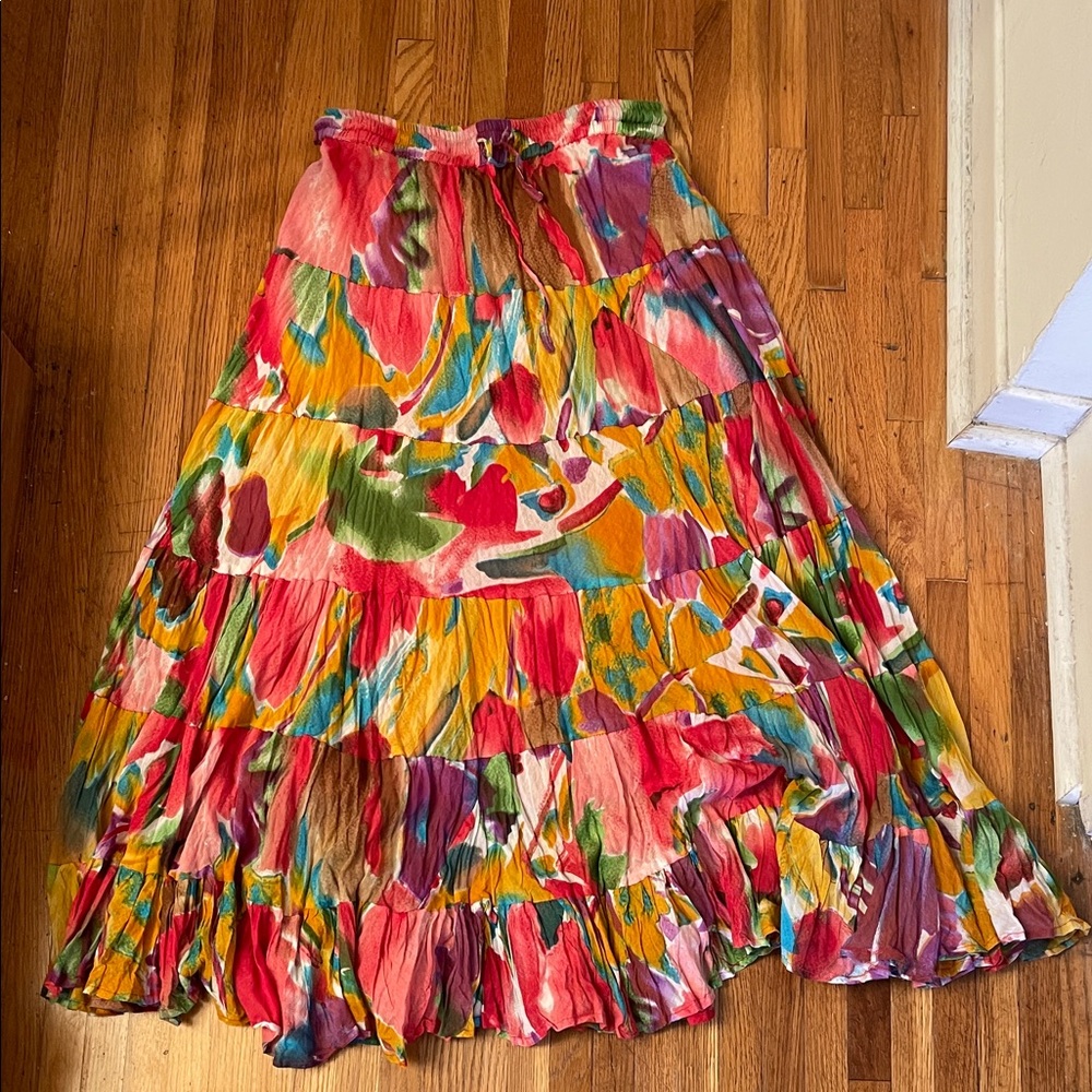 Vintage Colorful Abstract Women's Maxi Skirt